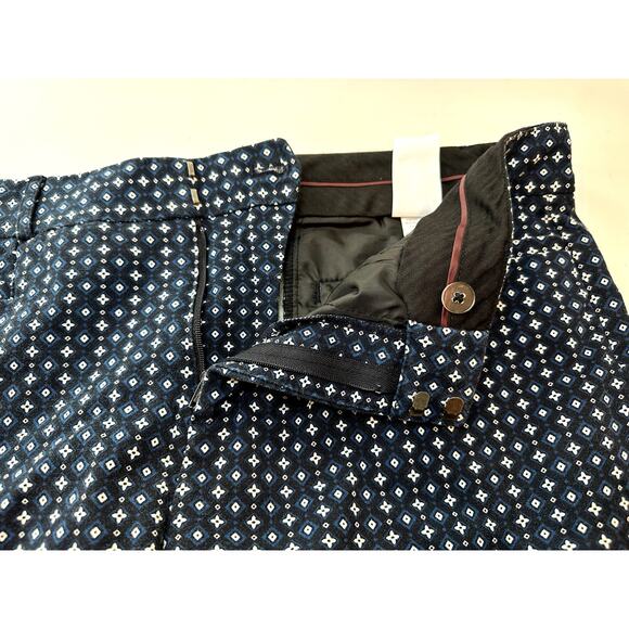 Banana Republic Jackson Fit Pants Size 12 Black with Navy & White Pattern - Picture 9 of 15
